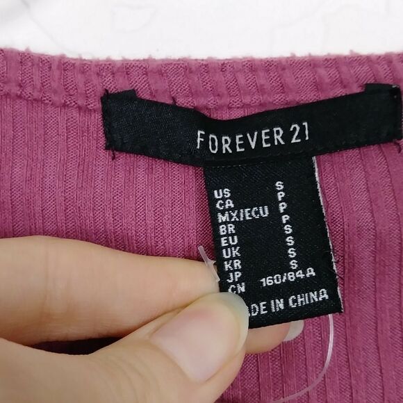 Forever 21 Mauve Pink Ribbed Long Sleeve Wrap Dress - Picture 5 of 6